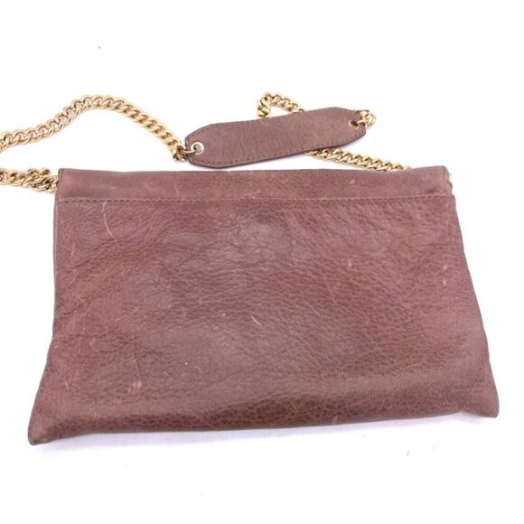 J. Crew Brown Leather Clutch With Gold Chain Strap - Picture 2 of 5